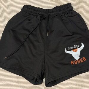 Black Graphic Shorts with Bull Design